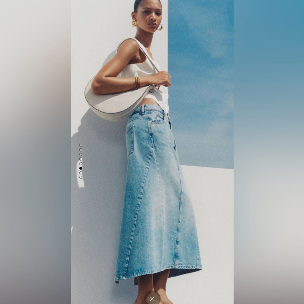 Mango Slit denim skirt, medium, color medium blue